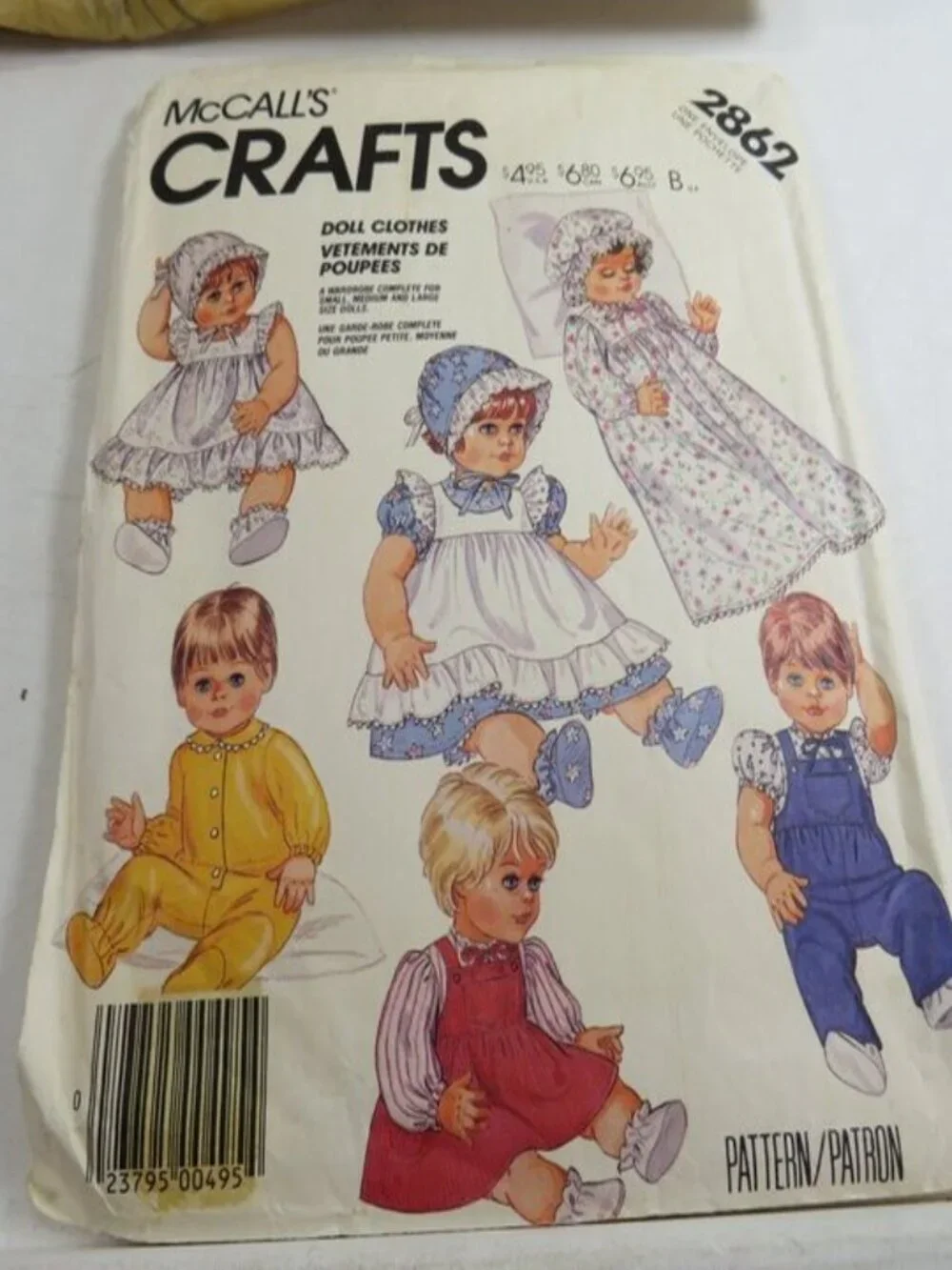 McCalls 2862 -841 DOLL CLOTHES Sewing Pattern (complete)
